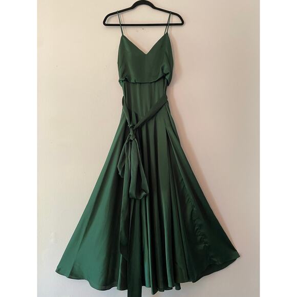 Fame and Partners Emerald Green Drop Waist Maxi Dress Holiday Women's 4 / Small - Picture 1 of 14